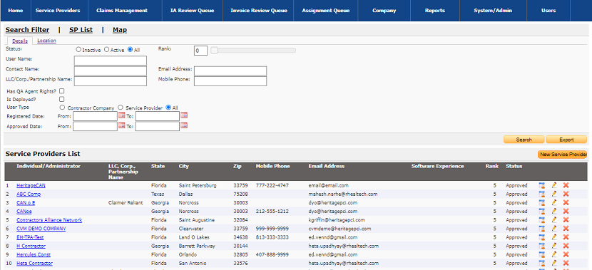 Service List Software Rheal Software